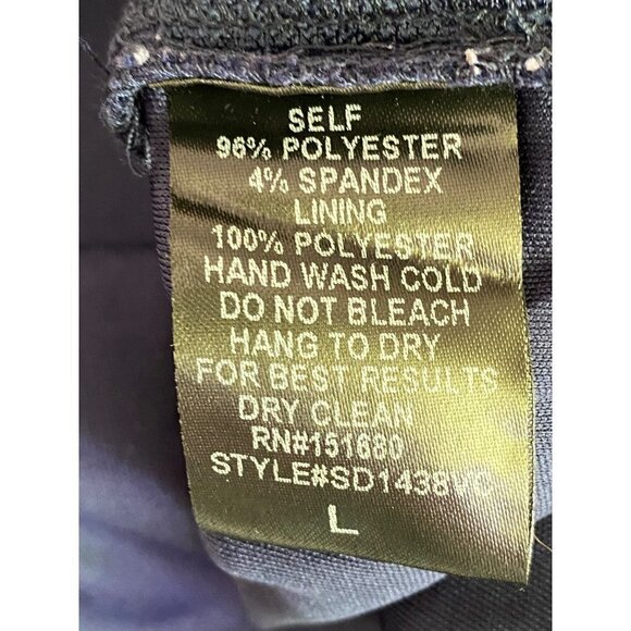 Storia Lace Dress with Plunging Sheer Neckline and Short Sleeves Navy Blue Size - Picture 8 of 12